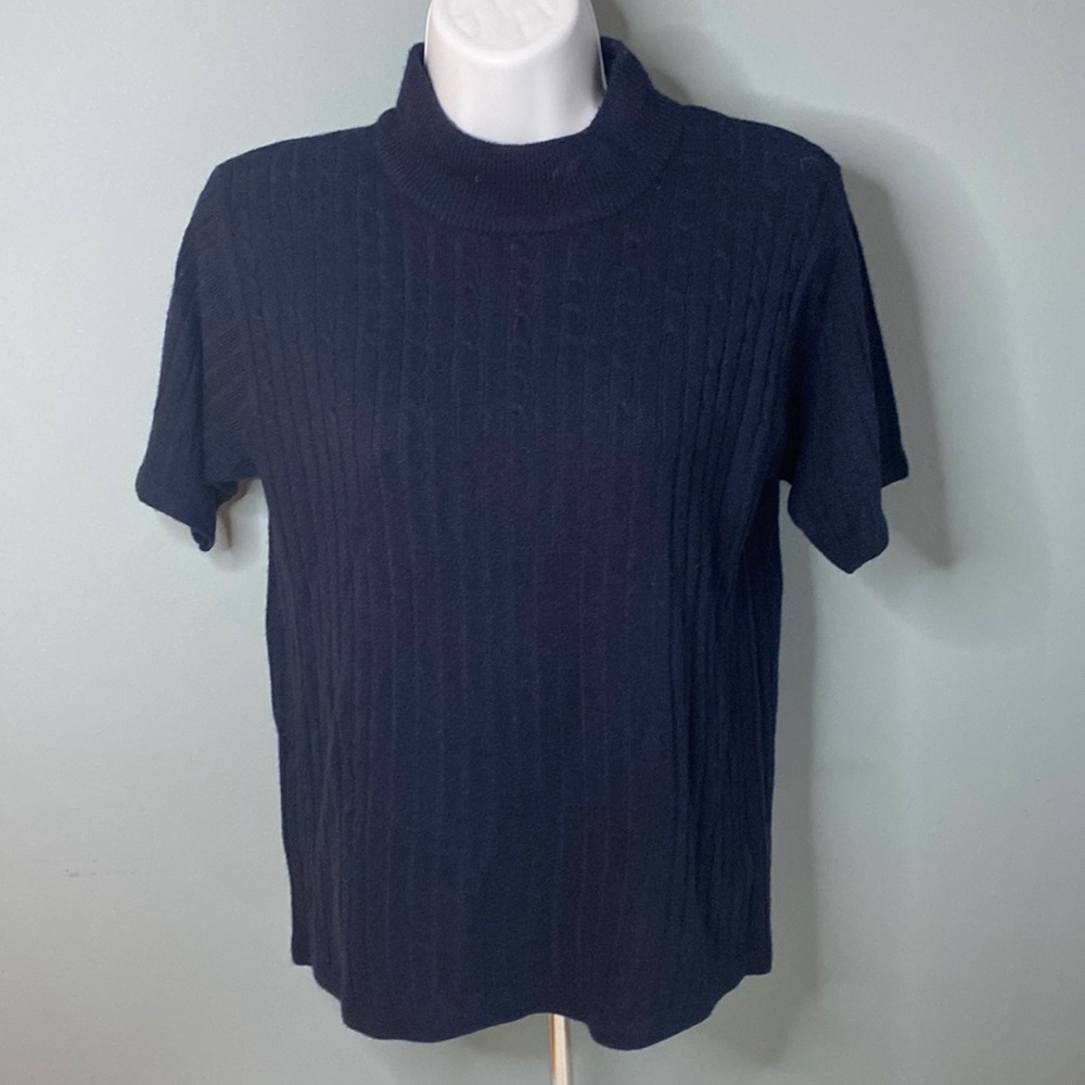 Norton McNaughton cable knit shirt short sleeve sweater S